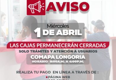 La COMAPA de Reynosa Informa Horarios Especiales de Atención para los Días 1, 2 y 3 de Abril