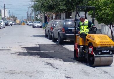 Trabajaron 5 Cuadrillas de Bacheo con 44 Toneladas de Asfalto en 5 Zonas de Reynosa