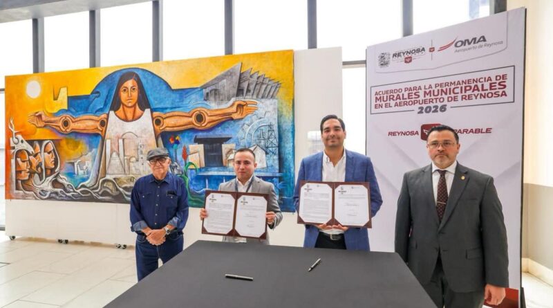 Firmaron Gobierno de Carlos Peña Ortiz y Aeropuerto Internacional Lucio Blanco la Conservación de Murales