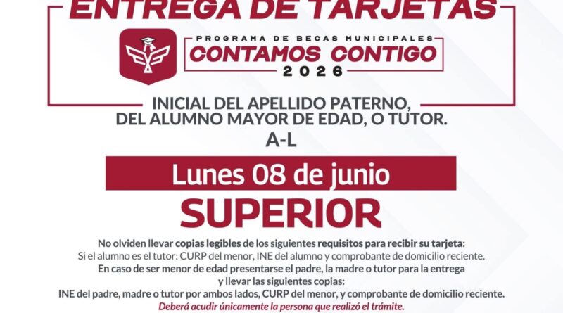 Invita Carlos Peña Ortiz a Beneficiarios de Beca de Educación Superior a Recibir su Tarjeta Contamos Contigo 2026 Invita Carlos Peña Ortiz a Beneficiarios de Beca de Educación Superior a Recibir su Tarjeta Contamos Contigo 2026