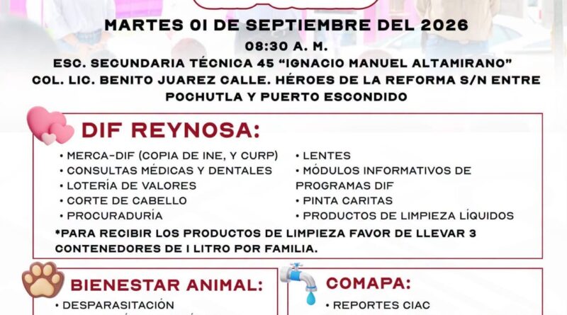 Realizará DIF Reynosa Brigada en la Colonia Benito Juárez Realizará DIF Reynosa Brigada en la Colonia Benito Juárez