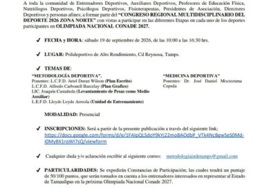 Realizarán Congreso Regional Multidisciplinario del Deporte Zona Norte 2026