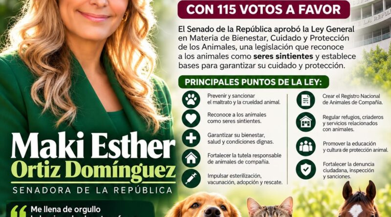 Maki Ortiz Celebra Aprobación de Ley de Bienestar Animal; Senado la Avala con 115 Votos Maki Ortiz Celebra Aprobación de Ley de Bienestar Animal; Senado la Avala con 115 Votos