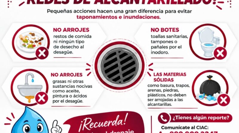 Exhorta COMAPA a la Ciudadanía a Cuidar las Redes de Alcantarillado Exhorta COMAPA a la Ciudadanía a Cuidar las Redes de Alcantarillado